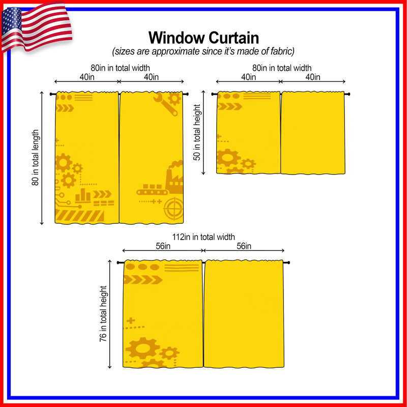 Rideaux obscurcissant et industriel obscurcissant jaune industriel - 2 panneaux, 40in x 82in - 2 panels, Sheer
