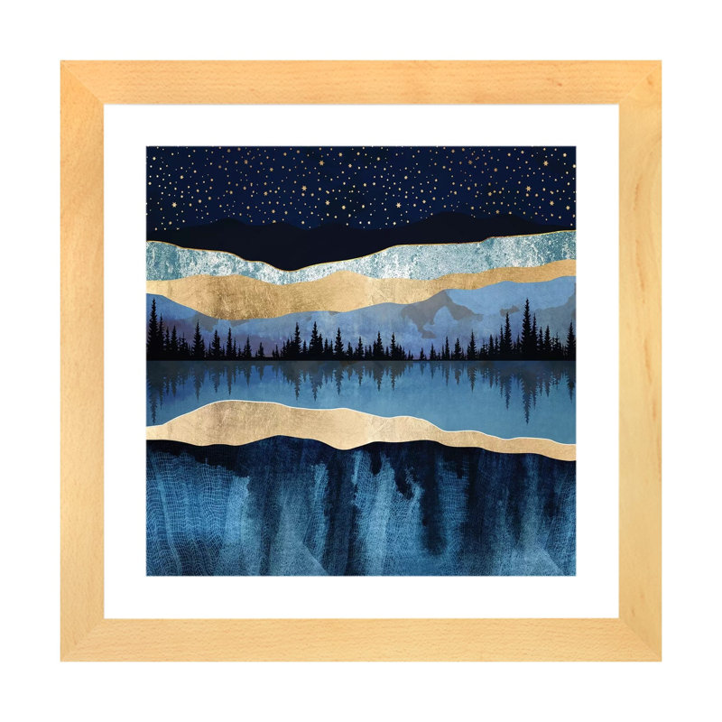 Lac de minuit - imprimé, H 16 po x l 16 po x p 1 po, Cadre papier naturel