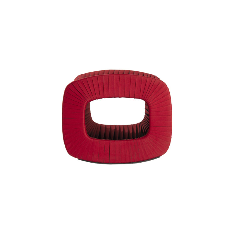 Seat Belt 24" Wide Ottoman, Red Cotton