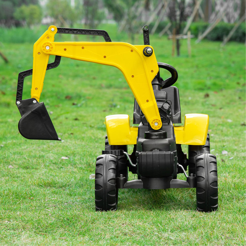 Aosom Kids Ride On Excavator, Pedal Digger, camion de construction avec klaxon pour enfants et tout-petits de 3 ans et plus, jaune