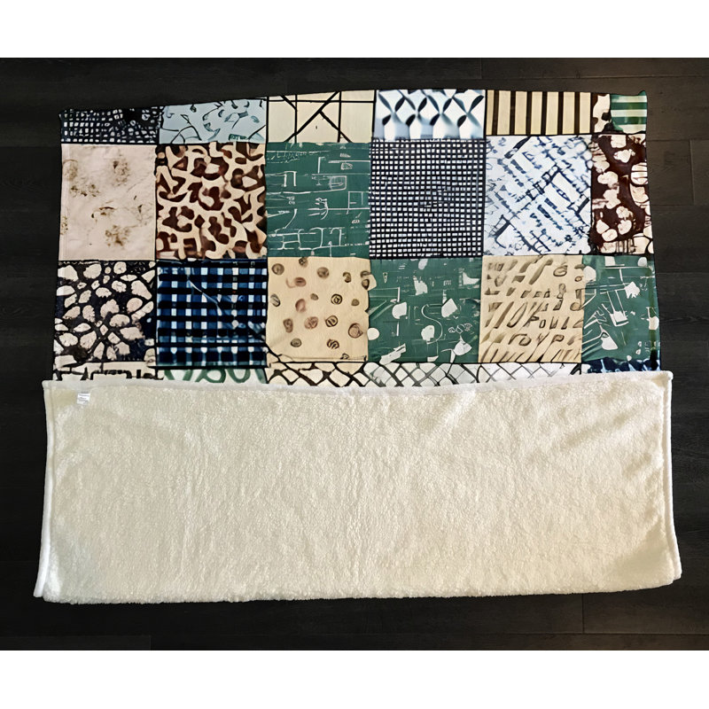 Throw Blanket, 51" W x 60" L, Green/Tan/Brown, Checkered/Abstract