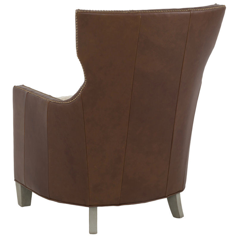 Wingback Chair, Mica, Small Nickel, 1115 Saddle