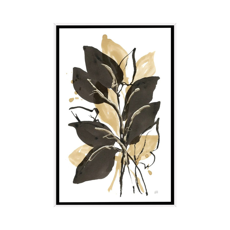 Natural Leaves II, White Floater Framed Canvas, 40" H x 26" W x 1.5" D