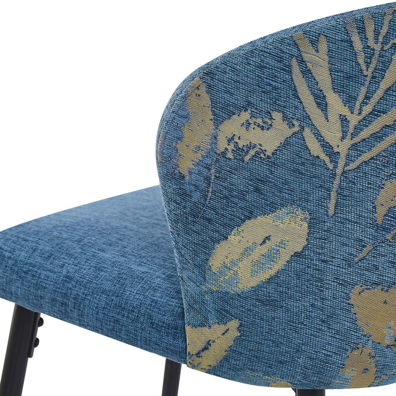 Knox Upholstered Bar Stools With Footrest, Blue/Gold