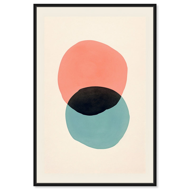 «Neutral Intersection Retro Abstract Wall Art» par Notoriart, H 46 po x l 31 po, Cadre noir