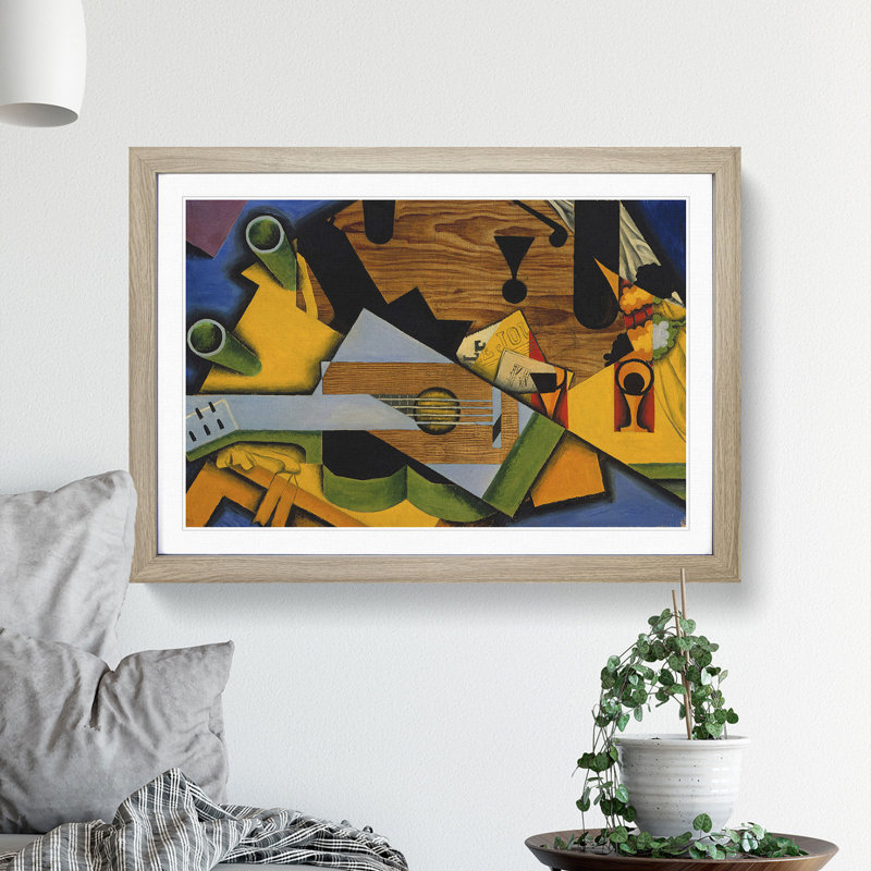 Still Life with Guitar by Juan Gris - Picture Frame Painting, 48cm H x 65cm W x 2cm D, Oak Framed