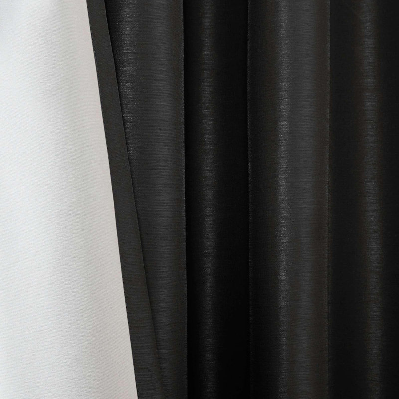 50" Twist Tab Lined Window Curtain Panel, 50" W x 95" L, Black