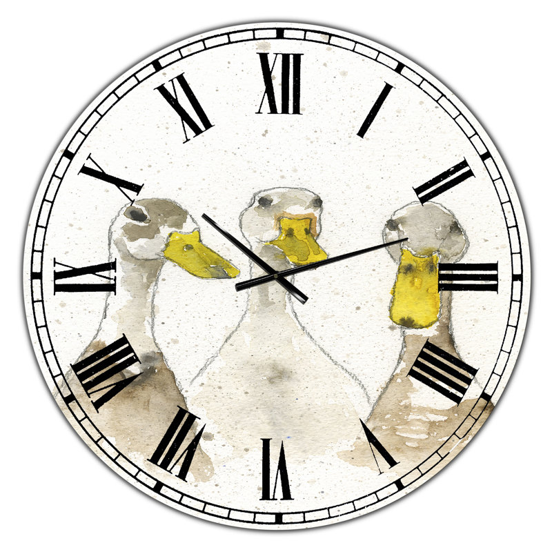 Trois canards blancs - horloge murale surdimensionnée, Moyen