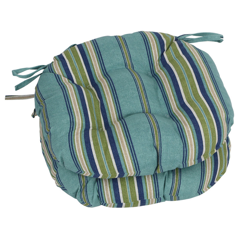 Coussin de chaise de patio intérieur / extérieur, Bleu / rayures vertes