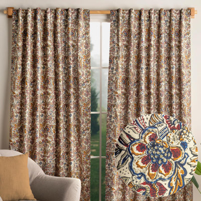 Maison d' Hermine Curtains for Living Room 100% Cotton 84 inch Length Two Panel Light Filtering Curtains for Windows with Rod and Loop Pockets Valentines Day Gifts (Jaipur, 50"W x 84"L)