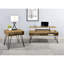 Chêne doré, noir, rectangulaire, table basse à plateau relevable, espaces de rangement cachés, structure en bois d'ingénierie, finition élégante en placage de chêne, supports de pieds en métal noir, compartiments zones de vie et stratifié