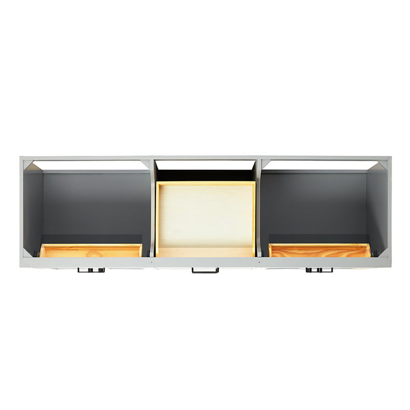 Ariel Hepburn 72 In. Double Sink Base Cabinet, Gray, Matte Black