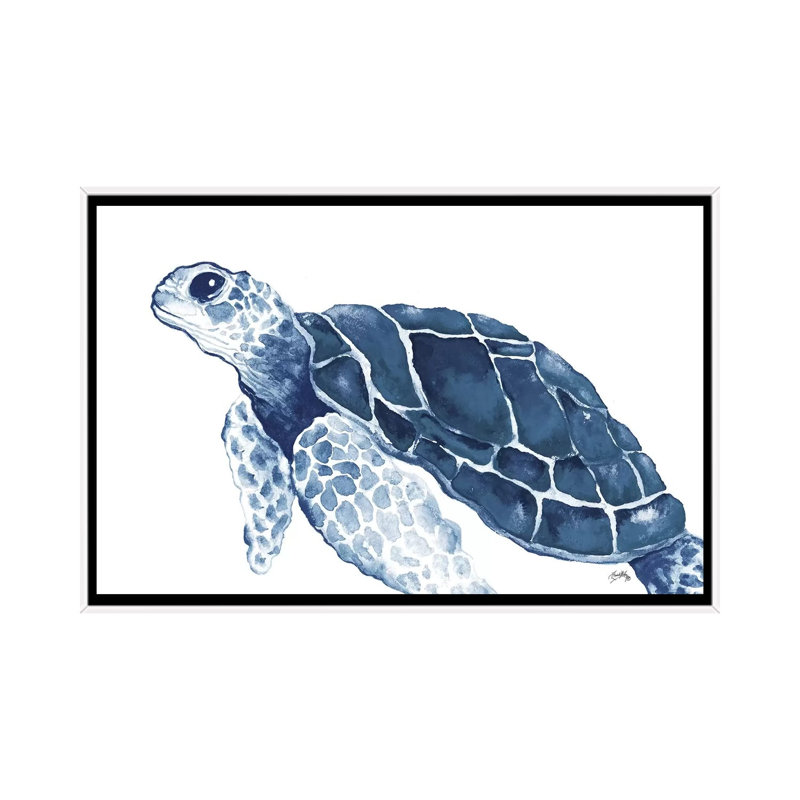 «Turtle in the Blues» par Elizabeth Medley - reproduction d'art, Aucun mat, H 26 po x l 40 po x 1,5 po