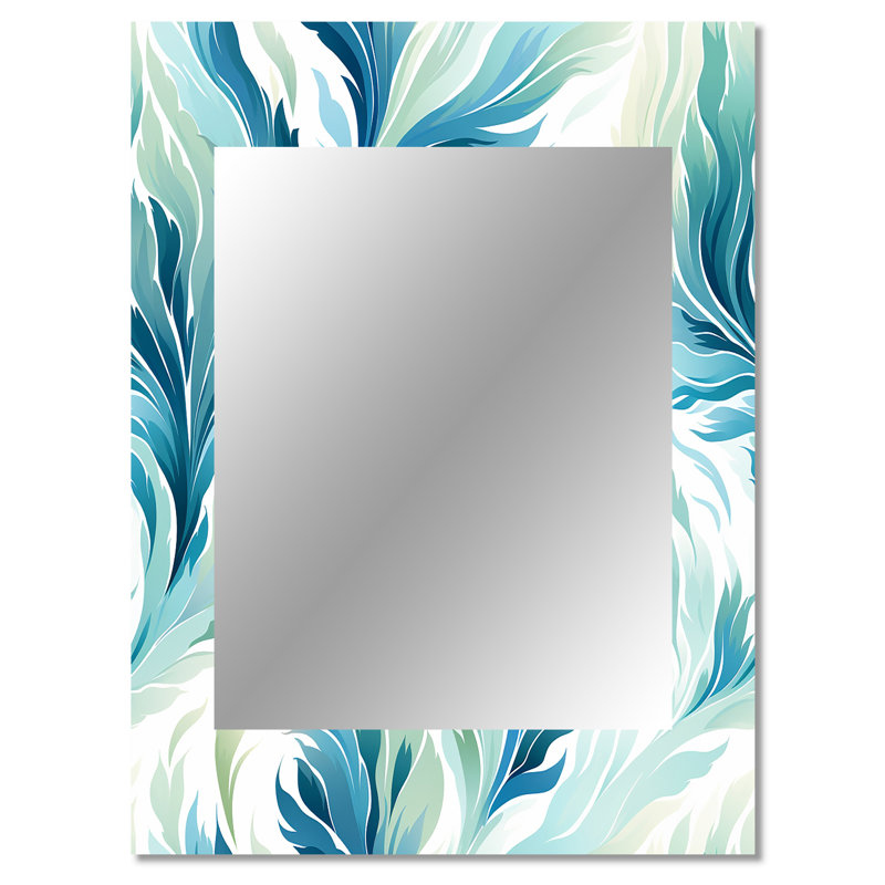 Ikat Breeze de Bruyn bleu et blanc - miroir ikat, victorien, miroir mural décoratif rétro, impression d'art en métal