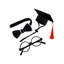 Ensemble de bonnet de graduation pour animal de compagnie avec lunettes à nœud papillon, rouge-131216703