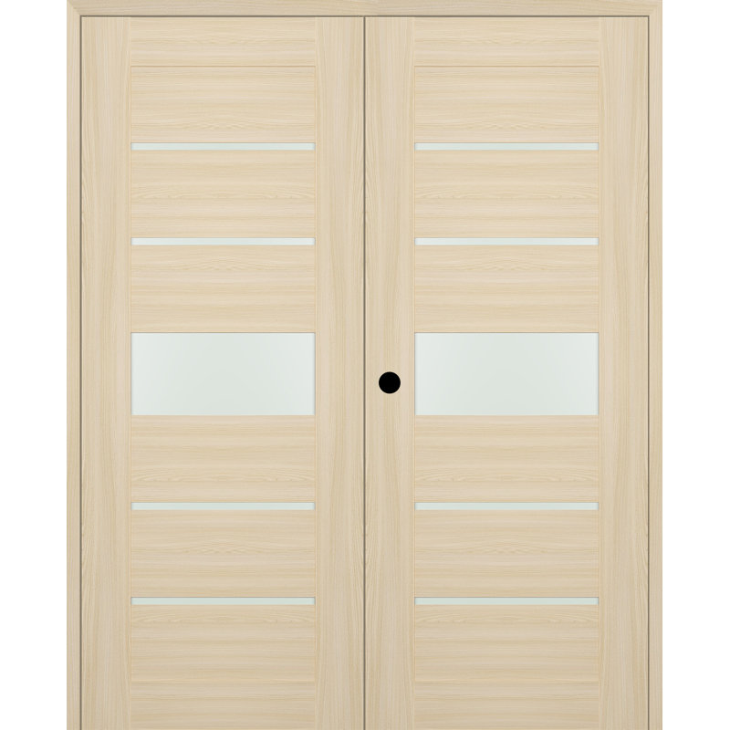Portes françaises pré-finies en bois manufacturé à panneaux, 63,5 po x 79,37 po, Frêne de la loire, Droite
