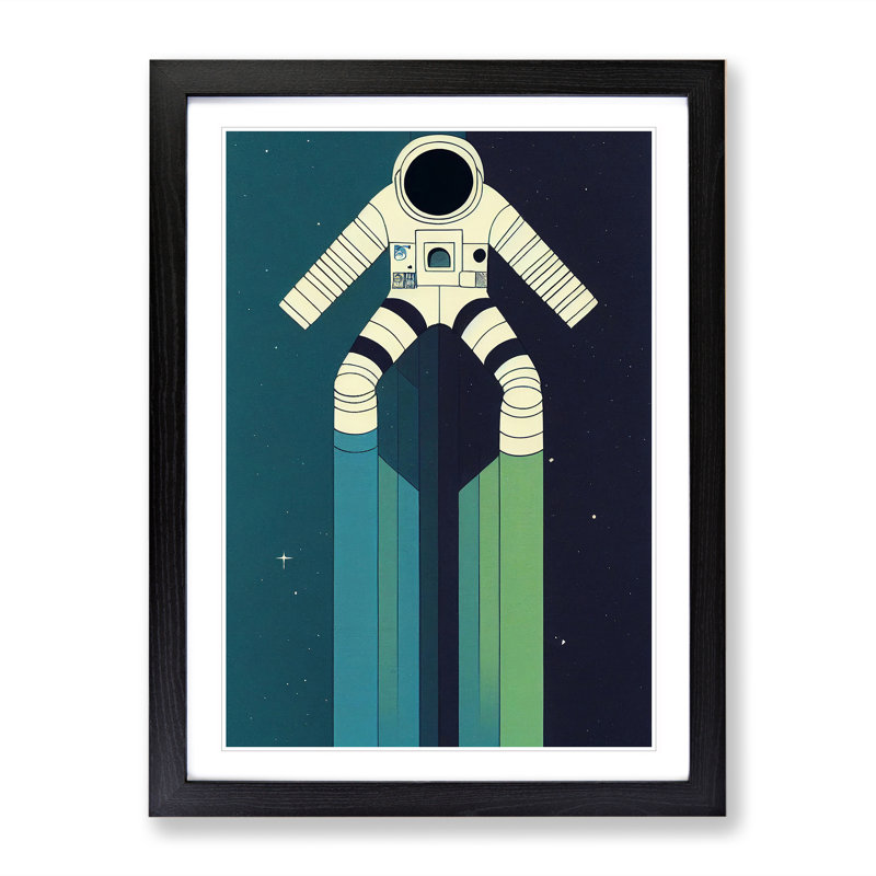 XC1022-3778X Retro Astronaut No.3 1 Piece Wall Art on Canvas, 46cm H x 34cm W x 3cm, Black Framed
