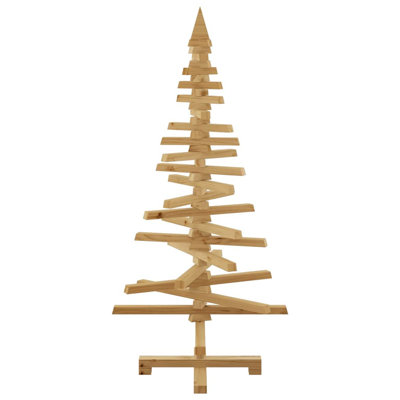  Wooden Christmas Tree With Stand Brown 59.1" Solid Pine Wood