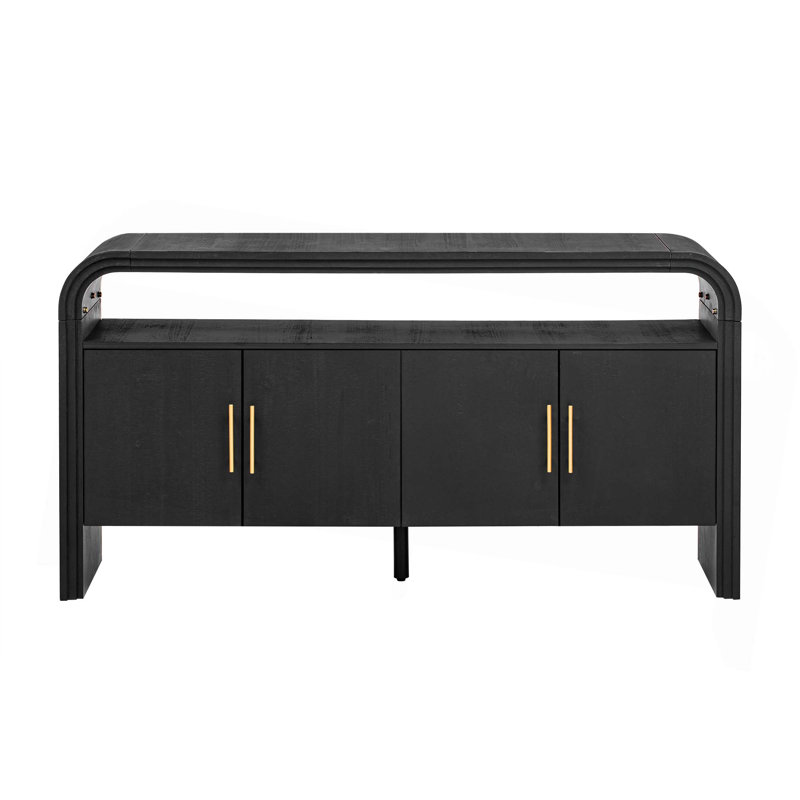 Élégant buffet avec placage de sapin traité, convient au vestibule, au couloir, au salon, au vestibule, au couloir, Noir