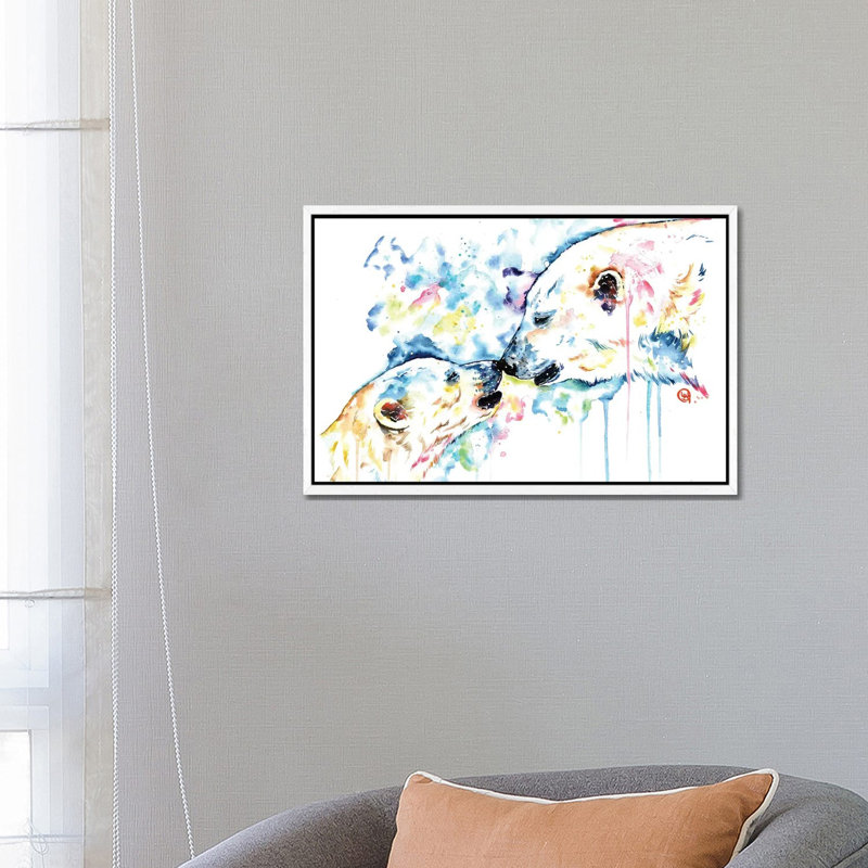 Polar Bear Love 1 Piece Wall Art on Canvas, 66.04 cm H x 45.72 cm W, White Framed Canvas