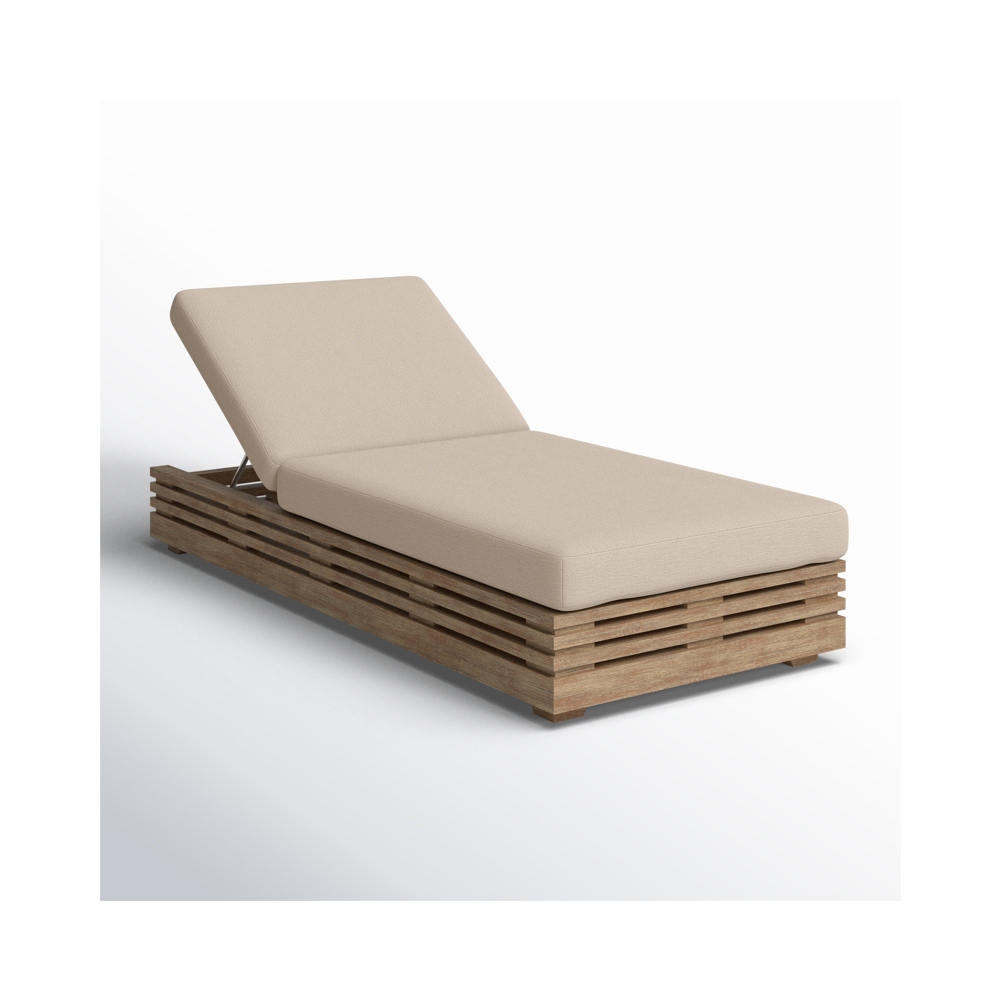 Aerilyn 32'' Outdoor Eucalyptus Chaise Lounge, Taupe Performance