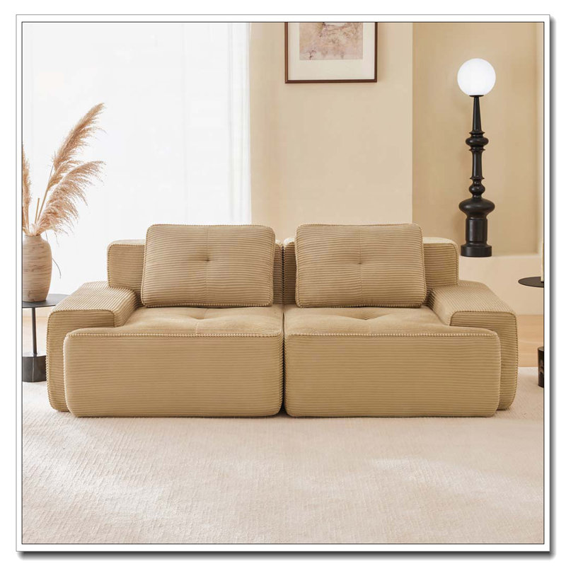 Canapé modulaire en tissu Corduroy, Chameau