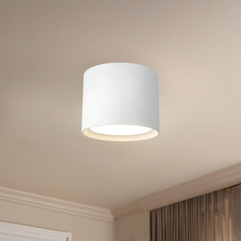 Uma 9-in Black dimmable LED Semi-Flush Mount, White