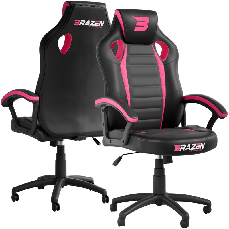 BraZen Salute PC Gaming Chair, Pink/Black