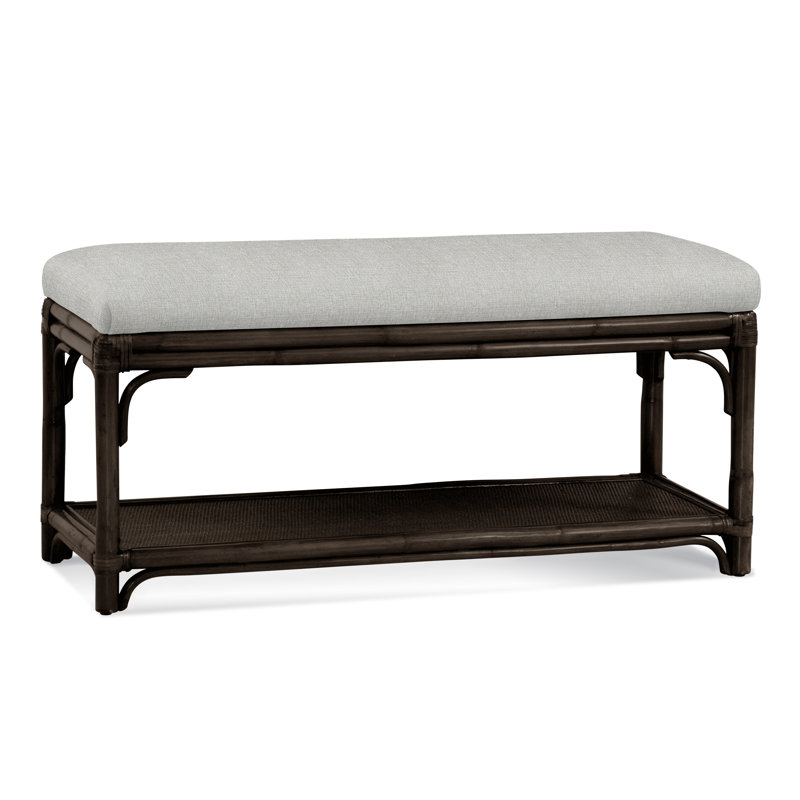 Summer Retreat Wicker Shelf Storage Bench, Java, Basic Grey; 0317-83