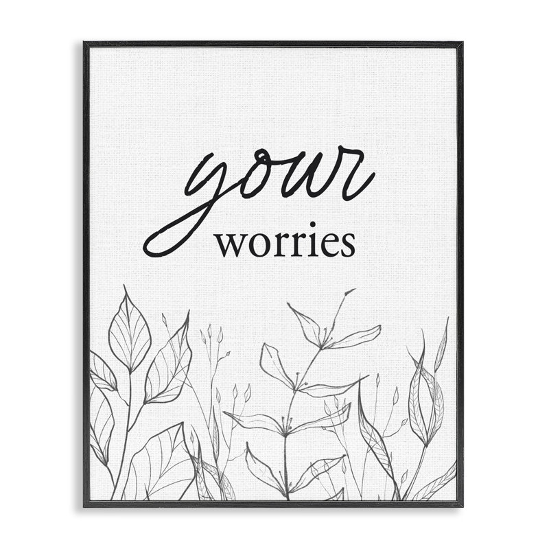 «Your Worries Minimalist Leaves», estampe numérique giclée, Giclée encadrée noir minuit, H 30 po x l 24 po