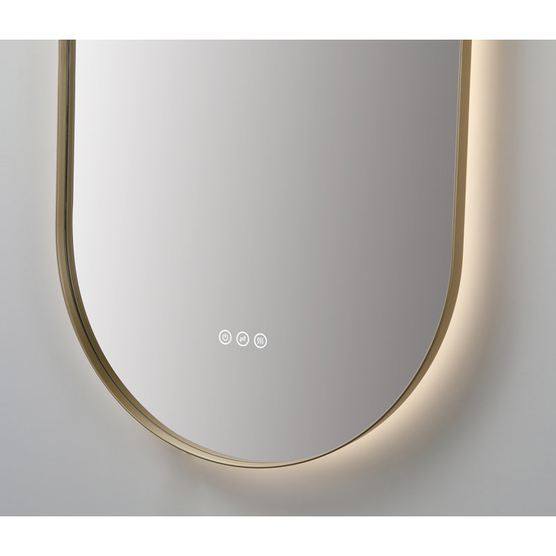 Shell LED Mirror, 35.43" x 21.65", Gold, Oval