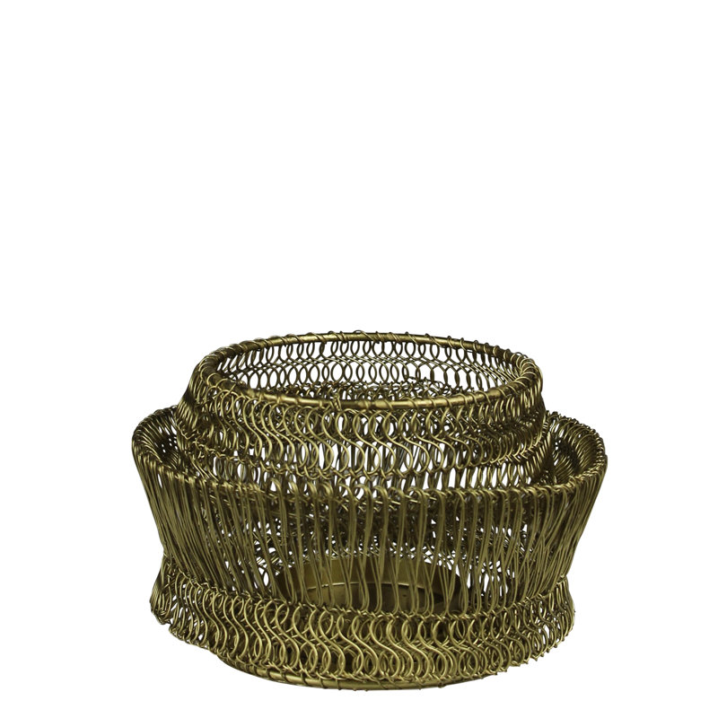Manza Woven Wire Tealight Holder, Brass