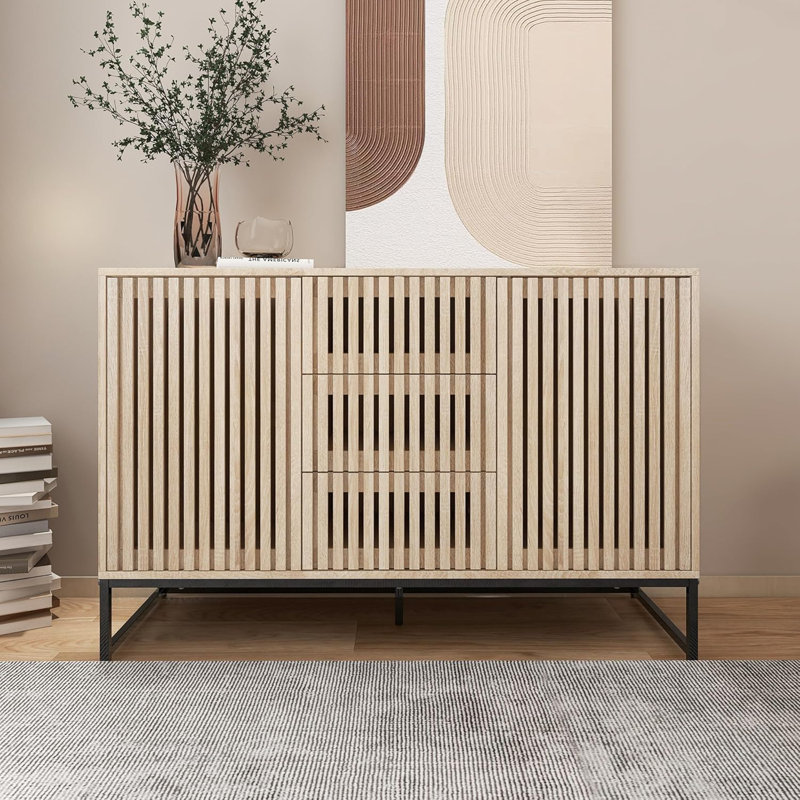 Armoire buffet 47,2 po, armoire à café avec tablettes réglables, armoire de rangement avec 3 portes pour la cuisine, la salle à manger, le salon,