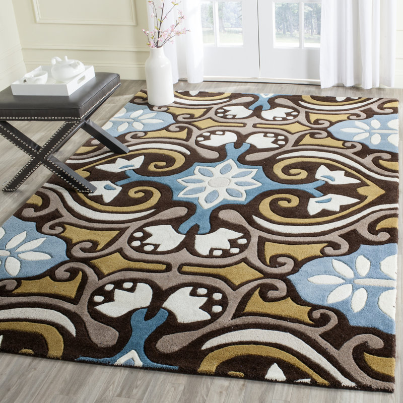 Amory Hand Tufted Wool Damask Rug, Rectangle 8' x 10'