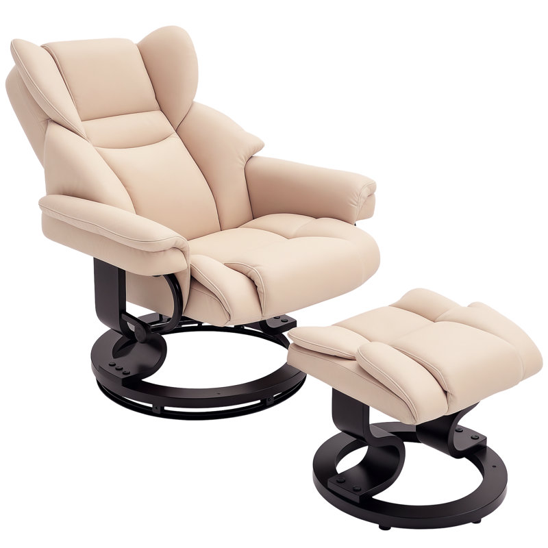 Ladaisia Faux Leather Manual Swivel Recliner with Ottoman