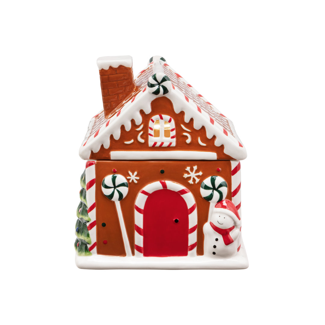Nostalgic 9.5" Ceramic Lit Gingerbread House Cookie Jar Mr. Christmas