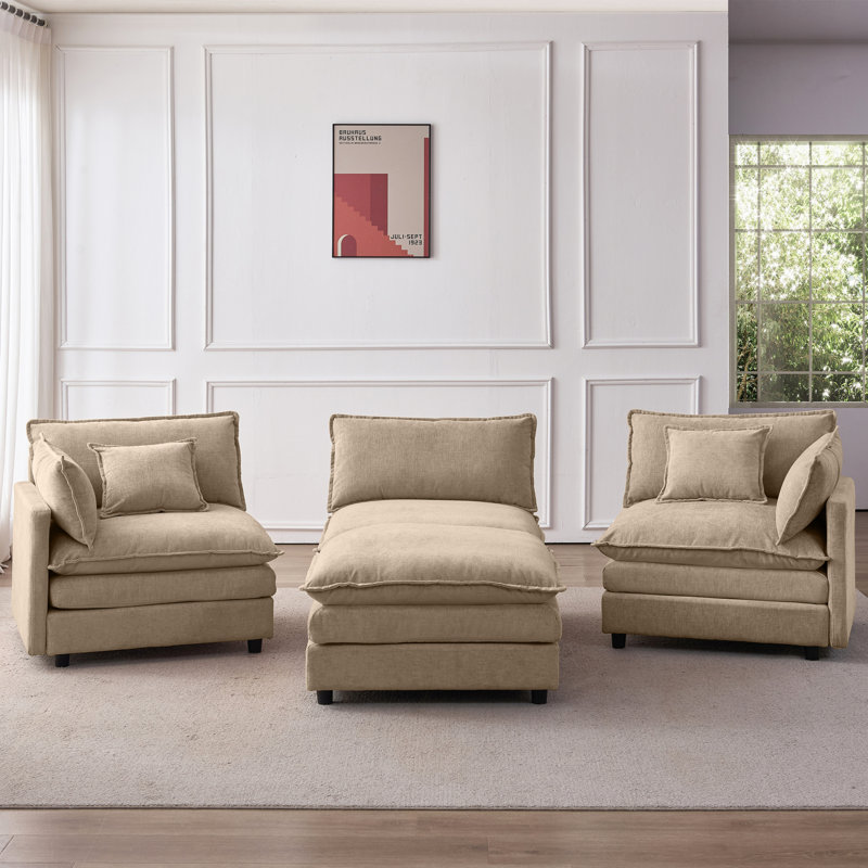 Canapé modulaire confortable en tissu d'ameublement modulaire Chenille