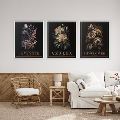 Antique Botanical Herb Bushels 3pc Framed Giclee Set, design by Christopher Giampietro