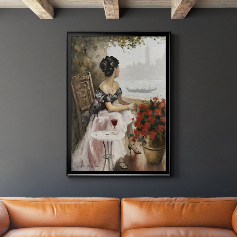 " Afternoon On The Canal " Painting Print, 26.5" H x 36.5" W x 1.5" D, Black Framed
