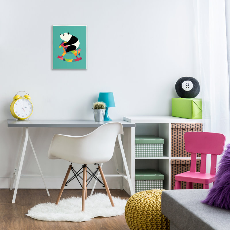 Panda sur un cheval à bascule, art mural, design par Andy Westface
