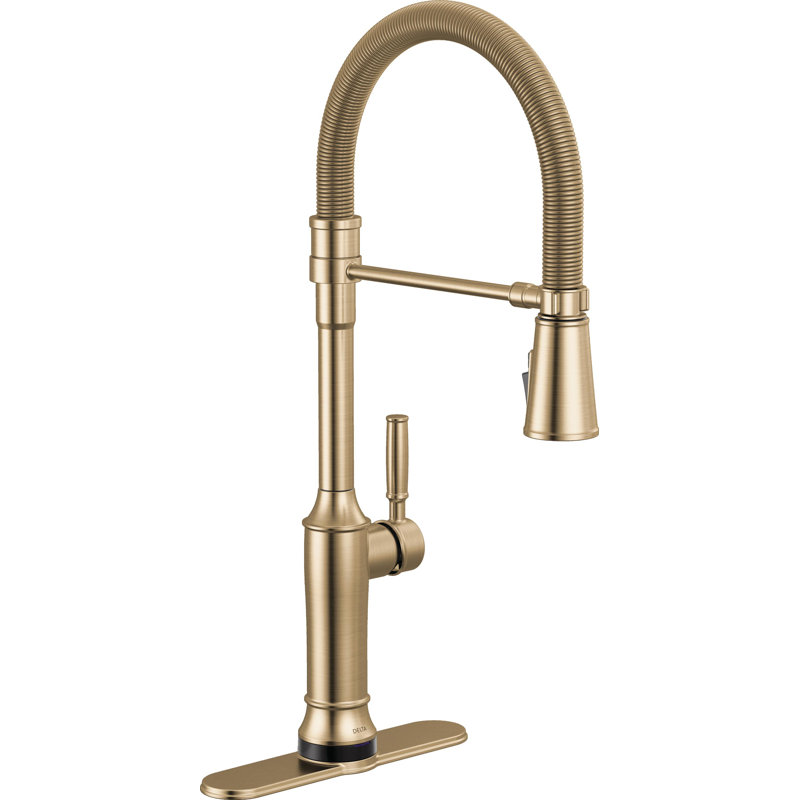 Renaldi Touchless Pro Style Commercial Kitchen Faucet with Touch Technology Brushed Gold, Lumicoat Champagne Bronze