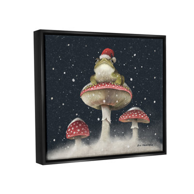 «Frog In Santa Hat Snowy Mushroom» par Roy Thompson, peinture