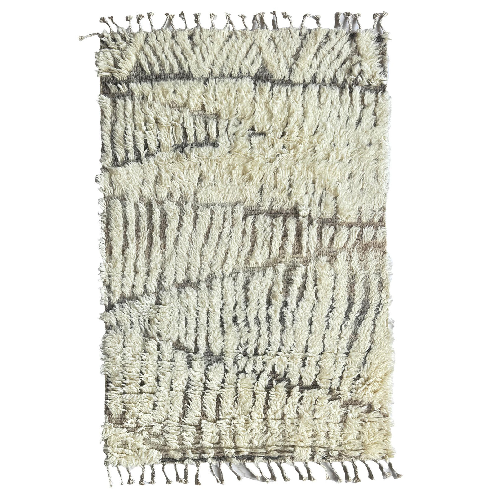 Handmade Wool Ivory Rug, Rectangle 5' x 8'