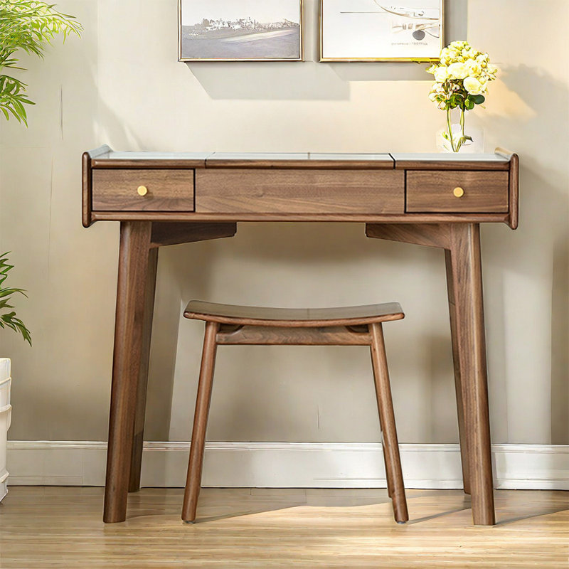 Simple modern solid wood clamshell Makeup Vanity