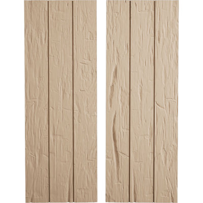 Rustic Three Board Joined Board-n-Batten Faux Wood Shutters w/No Batten (Per Pair)