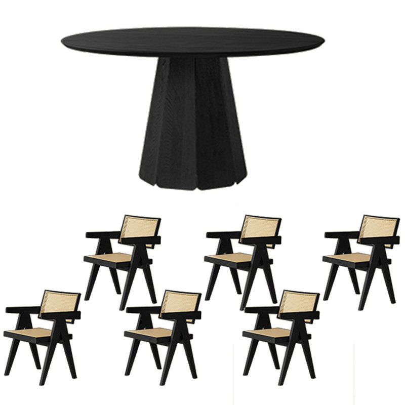 Carbonized ash dining table set