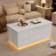 Table basse réglable en hauteur 4 en 1 avec 2 tabourets à DEL et tiroir de rangement-516905727