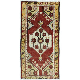 One-of-a-Kind 2'8" X 5'2" Wool Area Rug in Red/Light Gold