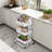 3-Tier Metal Rolling Utility Cart with Handle and Lockable Wheels, Anti-tipping Storage Organizer-101140670