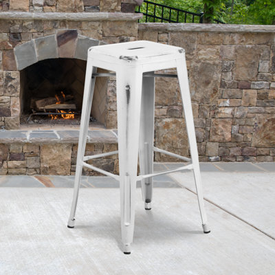Tabouret à hauteur de comptoir 24 po intérieur / extérieur en métal avec siège carré